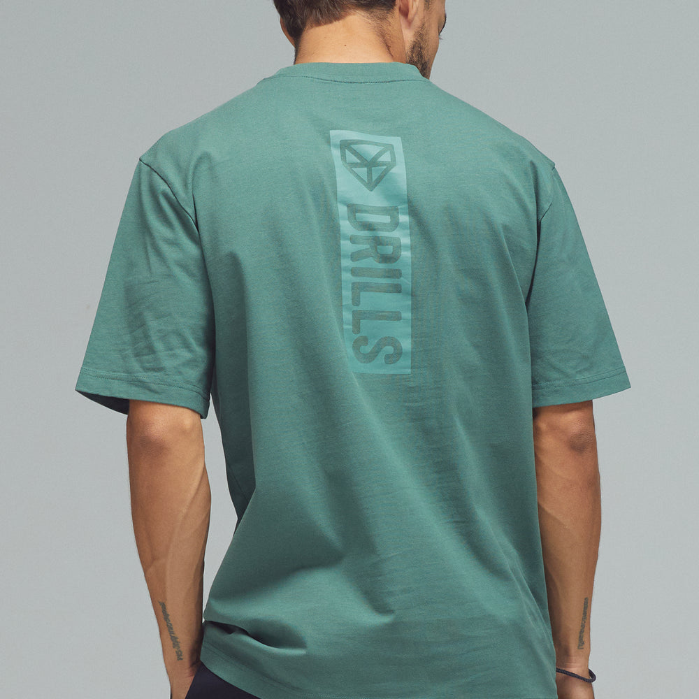 RECREATION DRILLS Vertical Graphic Tee Dark Sage Green