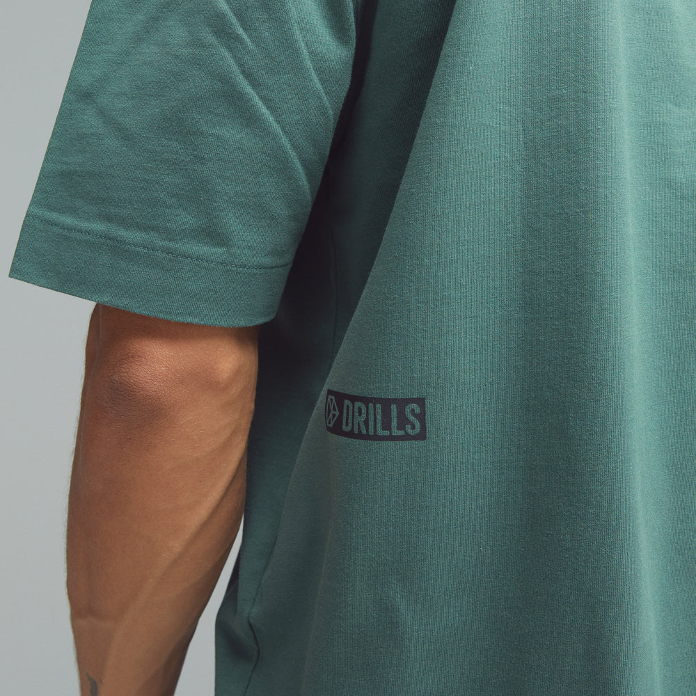 RECREATION DRILLS D-Logo Graphic Tee Dark Sage Green/Black