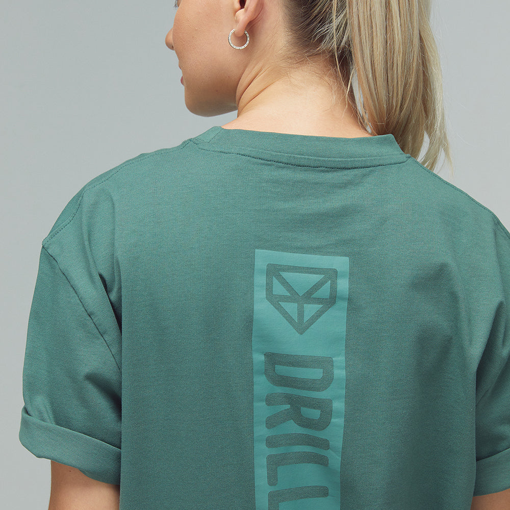 RECREATION DRILLS Vertical Graphic Tee Dark Sage Green