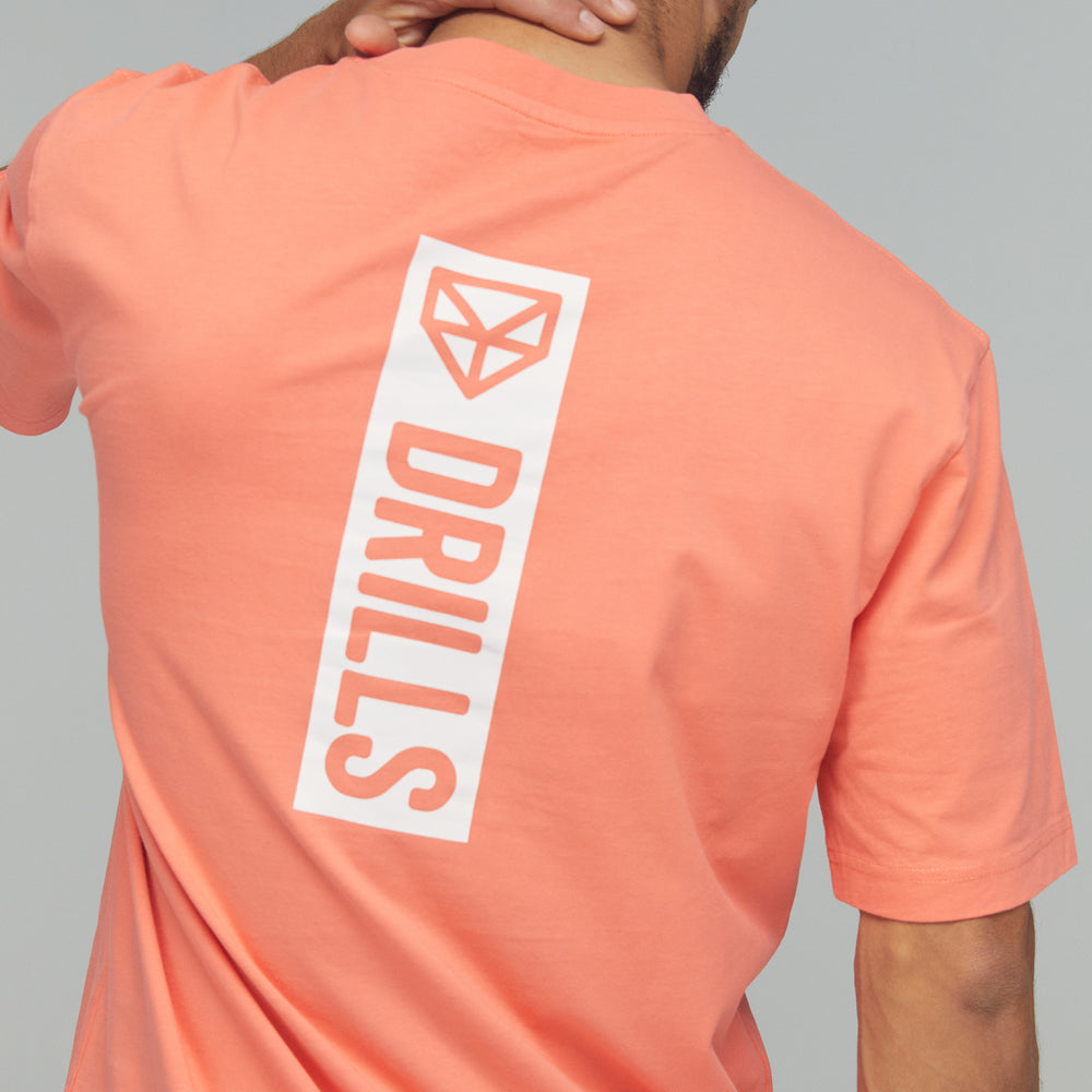 RECREATION DRILLS Vertical Graphic Tee Sunset Glow/White