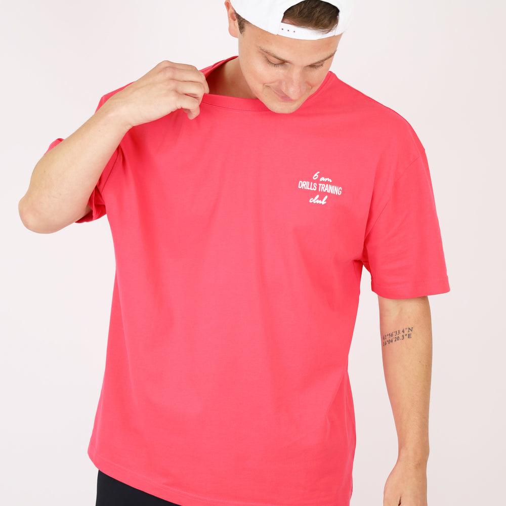 RECREATION DRILLS 6am Tee Raspberry / White