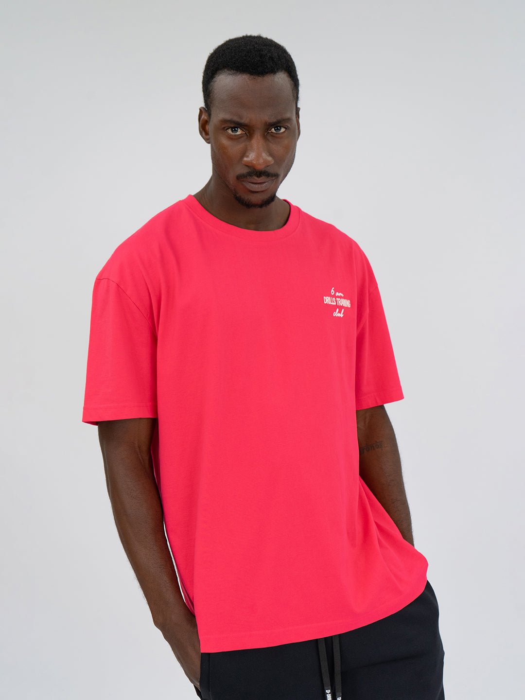  6am Tee Raspberry / White 2