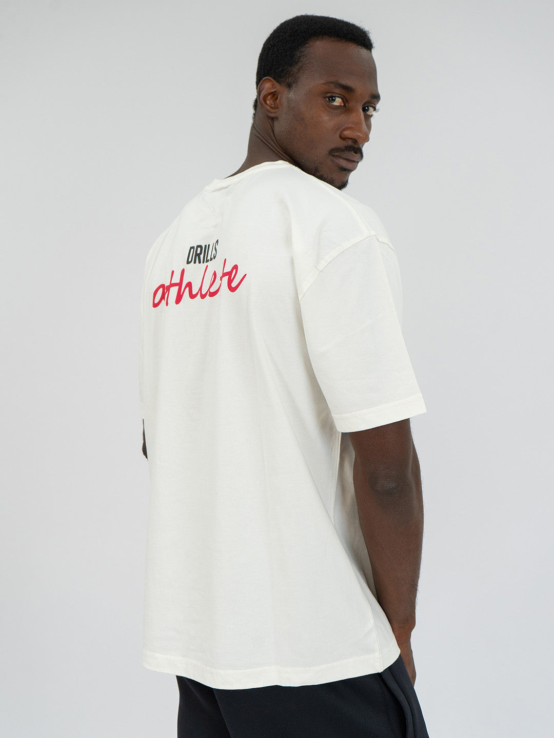 Athlete Script Tee Off White / Black / Raspberry 1