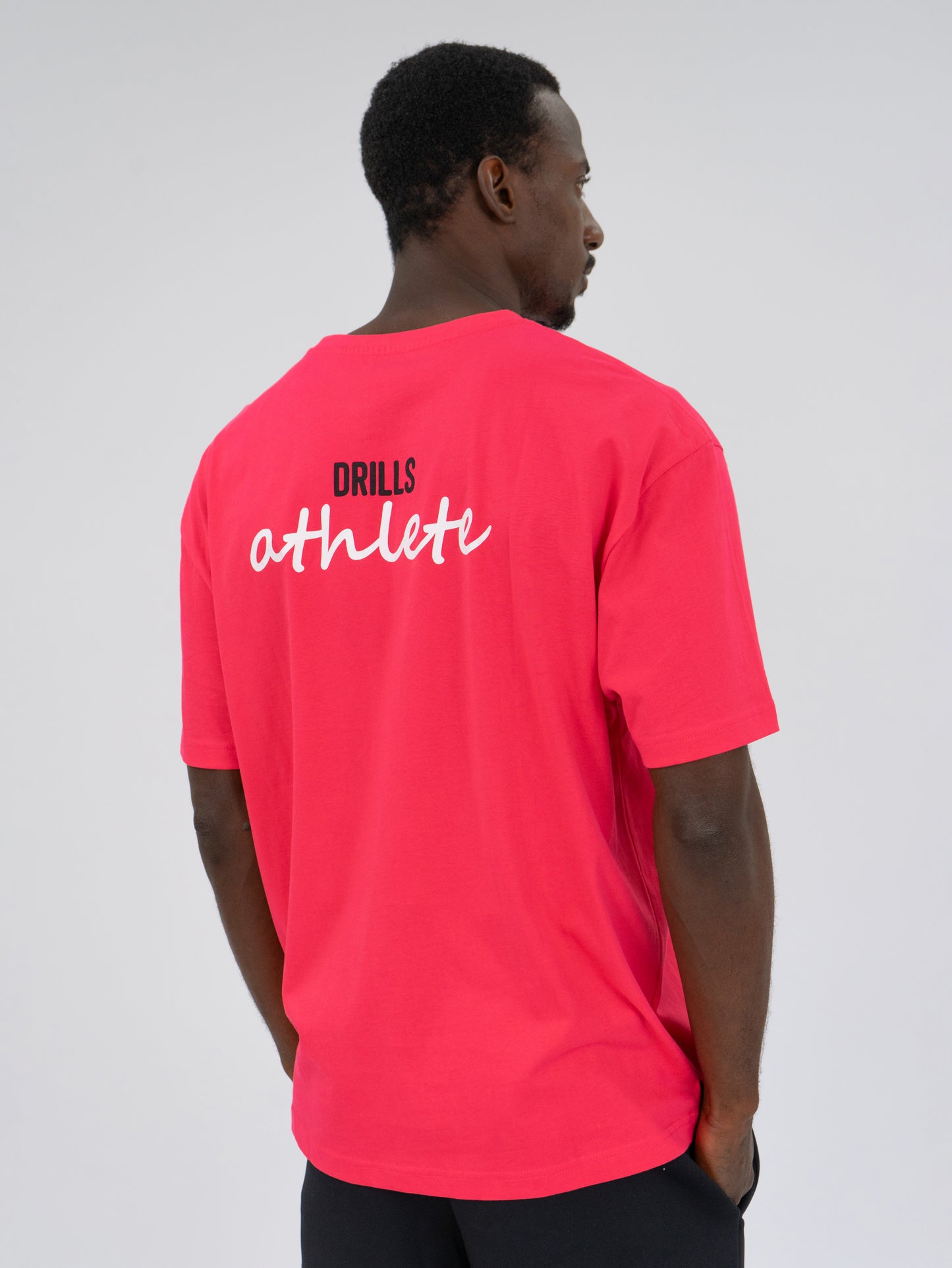 Athlete Script Tee Raspberry / Black / White 1