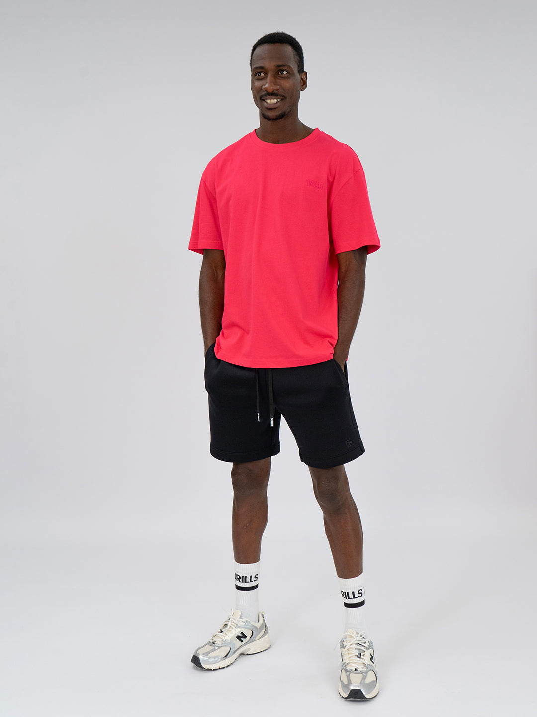 Athlete Script Tee Raspberry / Black / White 2