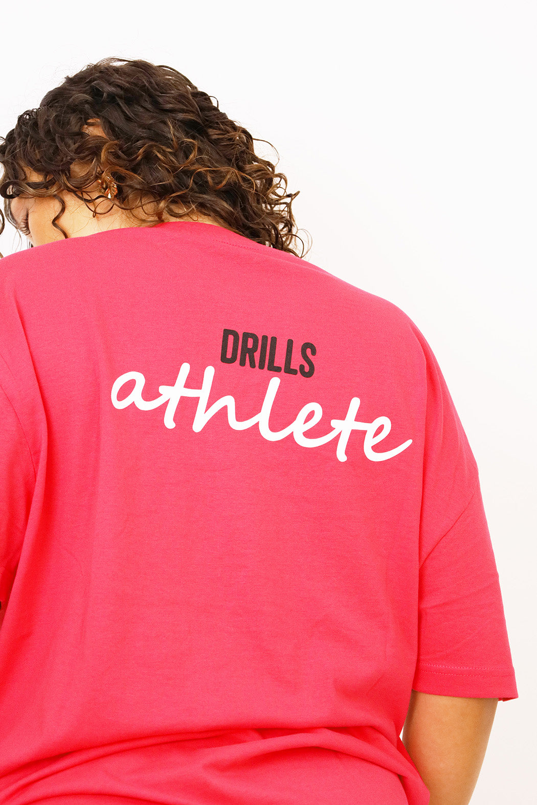 RECREATION DRILLS Athlete Script Tee Raspberry / Black / White w 3