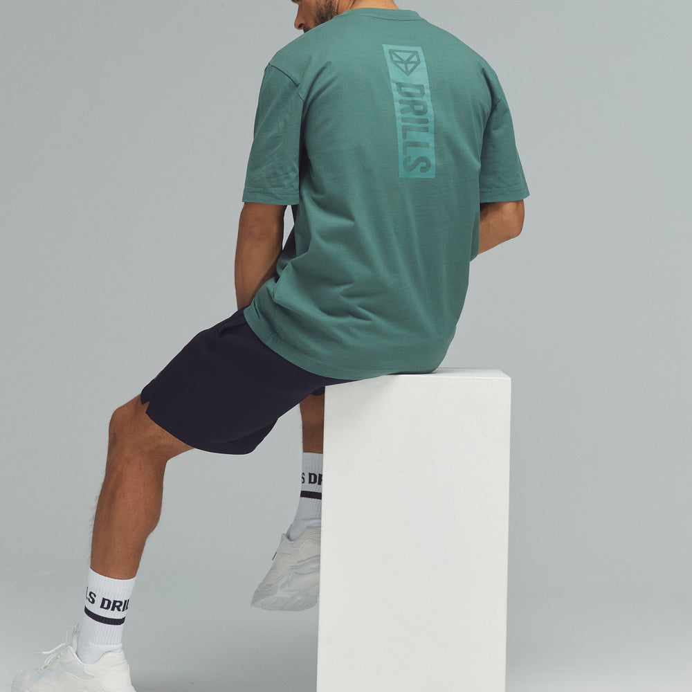 RECREATION DRILLS Vertical Graphic Tee Dark Sage Green