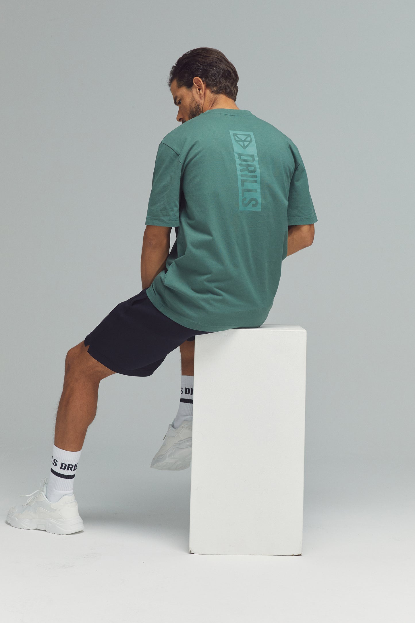 RECREATION DRILLS Vertical Graphic Tee Dark Sage Green