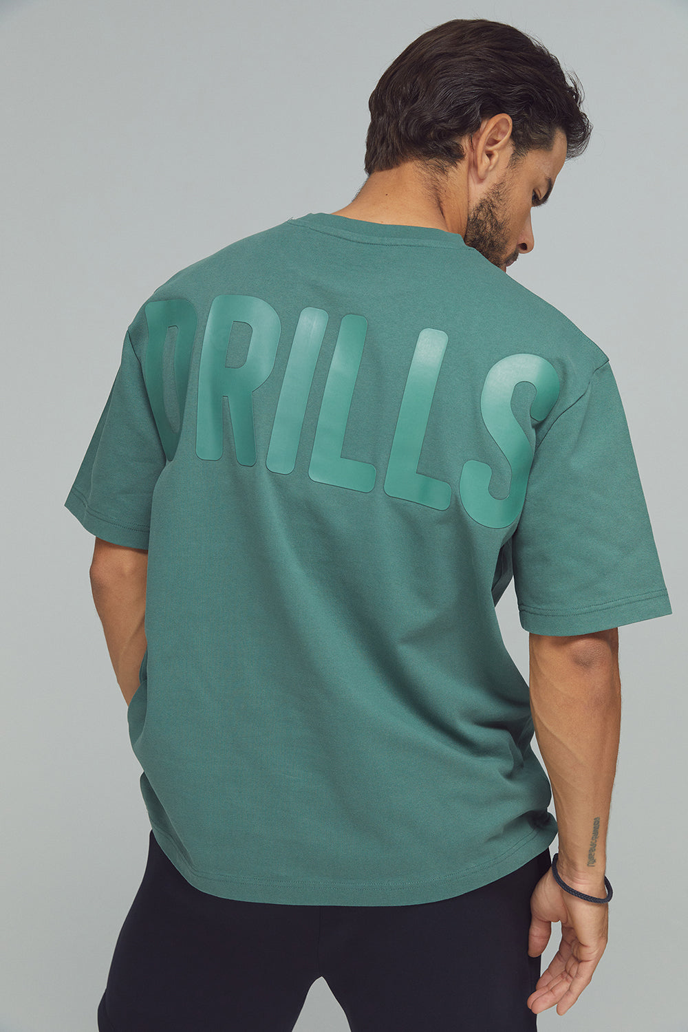 RECREATION DRILLS Bold Graphic Tee Dark Sage Green